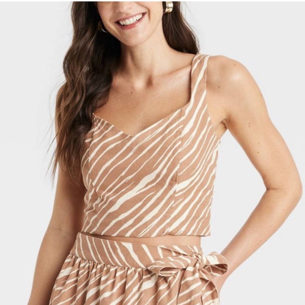 M, A New Day, Zebra striped animal print cropped tank